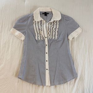 Striped Button Top by Banana Republic